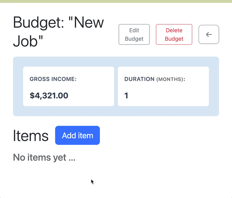 Adding budget items demo