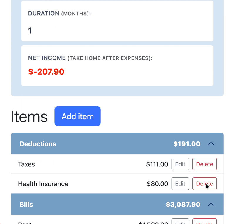 Viewing budget demo